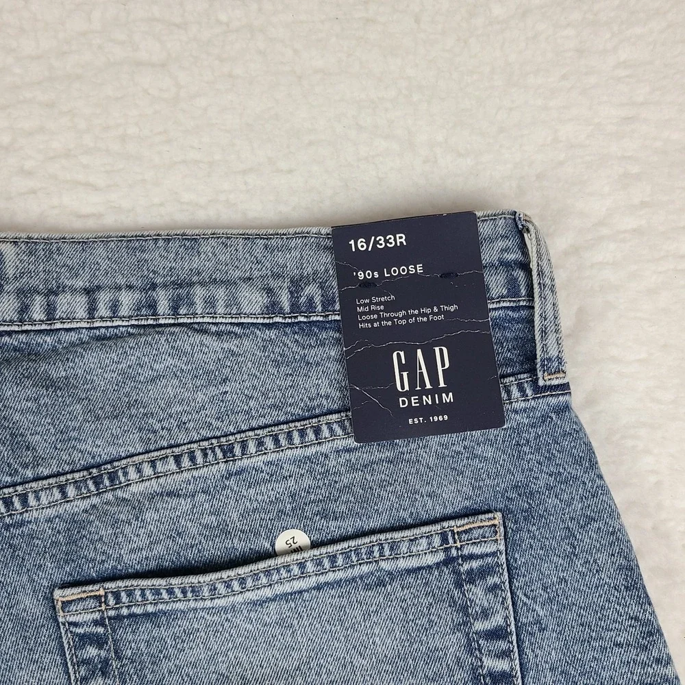 GAP Jeans Womens 16/33 Blue '90s Loose Fit Medium Wash Denim NWT NEW